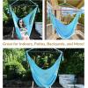 Sunnydaze Outdoor Hammock Chair Swing – Hanging Hammock Swing – Hanging Reading Chair – Soft-Spun Polyester Rope – Caribbean XL – Jungle Green(Sky Blue)