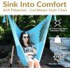 Sunnydaze Outdoor Hammock Chair Swing – Hanging Hammock Swing – Hanging Reading Chair – Soft-Spun Polyester Rope – Caribbean XL – Jungle Green(Sky Blue)