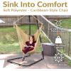 Sunnydaze Outdoor Hammock Chair Swing – Hanging Hammock Swing – Hanging Reading Chair – Soft-Spun Polyester Rope – Caribbean XL – Jungle Green(Tan)