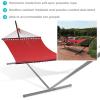 Sunnydaze Polyester Rope Double Hammock with 15-Foot Steel Stand – 400-Pound Capacity – Red(Red)