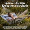 Sunnydaze Quilted Outdoor Hammock with Spreader Bars – Heavy-Duty 450-Pound Capacity Double Hammock for Outside – Awning Stripe(Blue/White Stripe)