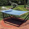 Sunnydaze Quilted Outdoor Hammock with Spreader Bars – Heavy-Duty 450-Pound Capacity Double Hammock for Outside – Awning Stripe(Breakwater Stripe)