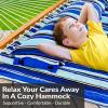 Sunnydaze Quilted Outdoor Hammock with Spreader Bars – Heavy-Duty 450-Pound Capacity Double Hammock for Outside – Awning Stripe(Catalina Beach)