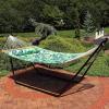 Sunnydaze Quilted Outdoor Hammock with Spreader Bars – Heavy-Duty 450-Pound Capacity Double Hammock for Outside – Awning Stripe(Exotic Foliage)