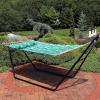 Sunnydaze Quilted Outdoor Hammock with Spreader Bars – Heavy-Duty 450-Pound Capacity Double Hammock for Outside – Awning Stripe(Green Palm Leaves)