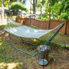Sunnydaze Quilted Outdoor Hammock with Spreader Bars – Heavy-Duty 450-Pound Capacity Double Hammock for Outside – Awning Stripe(Khaki Stripe)