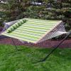 Sunnydaze Quilted Outdoor Hammock with Spreader Bars – Heavy-Duty 450-Pound Capacity Double Hammock for Outside – Awning Stripe(Melon Stripe)