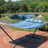 Sunnydaze Quilted Outdoor Hammock with Spreader Bars – Heavy-Duty 450-Pound Capacity Double Hammock for Outside – Awning Stripe(Misty Beach)