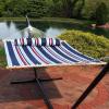 Sunnydaze Quilted Outdoor Hammock with Spreader Bars – Heavy-Duty 450-Pound Capacity Double Hammock for Outside – Awning Stripe(Nautical Stripe)