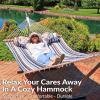 Sunnydaze Quilted Outdoor Hammock with Spreader Bars – Heavy-Duty 450-Pound Capacity Double Hammock for Outside – Awning Stripe(Ocean Isle)