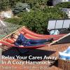 Sunnydaze Quilted Outdoor Hammock with Spreader Bars – Heavy-Duty 450-Pound Capacity Double Hammock for Outside – Awning Stripe(Red Stripe)