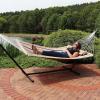 Sunnydaze Quilted Outdoor Hammock with Spreader Bars – Heavy-Duty 450-Pound Capacity Double Hammock for Outside – Awning Stripe(Sandy Beach)