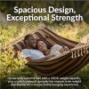 Sunnydaze Quilted Outdoor Hammock with Spreader Bars – Heavy-Duty 450-Pound Capacity Double Hammock for Outside – Awning Stripe(Woodland Stripe)