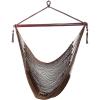Sunnydaze Outdoor Hammock Chair Swing – Hanging Hammock Swing – Hanging Reading Chair – Soft-Spun Polyester Rope – Caribbean XL – Jungle Green(Mocha)