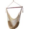 Sunnydaze Outdoor Hammock Chair Swing – Hanging Hammock Swing – Hanging Reading Chair – Soft-Spun Polyester Rope – Caribbean XL – Jungle Green(Tan)