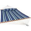 Sunnydaze Quilted Outdoor Hammock with Spreader Bars – Heavy-Duty 450-Pound Capacity Double Hammock for Outside – Awning Stripe(Catalina Beach)