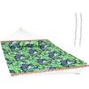 Sunnydaze Quilted Outdoor Hammock with Spreader Bars – Heavy-Duty 450-Pound Capacity Double Hammock for Outside – Awning Stripe(Exotic Foliage)
