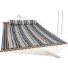 Sunnydaze Quilted Outdoor Hammock with Spreader Bars – Heavy-Duty 450-Pound Capacity Double Hammock for Outside – Awning Stripe(Ocean Isle)