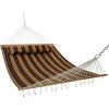 Sunnydaze Quilted Outdoor Hammock with Spreader Bars – Heavy-Duty 450-Pound Capacity Double Hammock for Outside – Awning Stripe(Woodland Stripe)