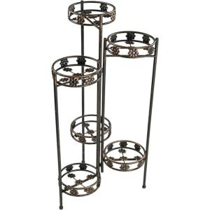 Sunnydaze 45-Inch 6-Tier Indoor/Outdoor Folding Metal Plant Stand – Bronze Finish