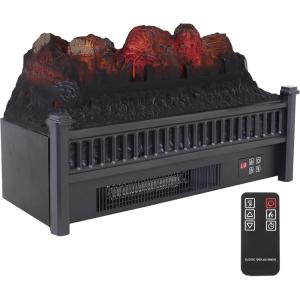 Sunnydaze Heated Log Electric Fireplace Insert Heater – Polypropylene Construction – Great for Existing Fireplaces