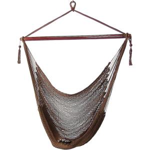 Sunnydaze Outdoor Hammock Chair Swing – Hanging Hammock Swing – Hanging Reading Chair – Soft-Spun Polyester Rope – Caribbean XL – Jungle Green(Mocha)