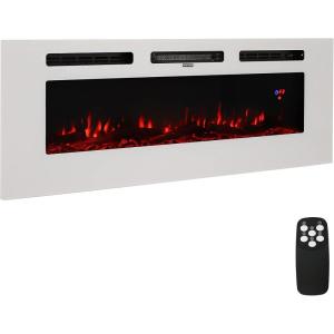 Sunnydaze White Indoor Electric Fireplace Insert – Wall-Mounted Electric Fireplace Heater with 3 Flame Colors – 50-Inch(White)