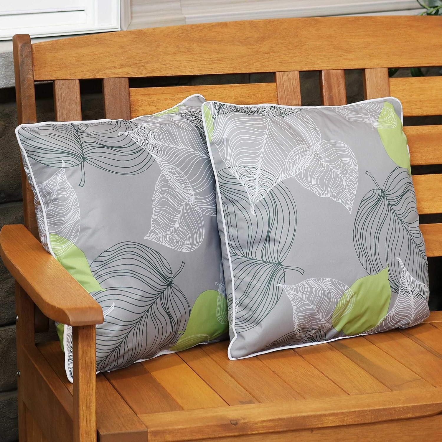 image:imageSunnydaze Set of 2 IndoorOutdoor Decorative Throw Pillows 16Inch Square Throw Pillows Pillow Set for Indoor or Outdoor Bench Chair or Loveseat Tan and White LatticeLush Foliage