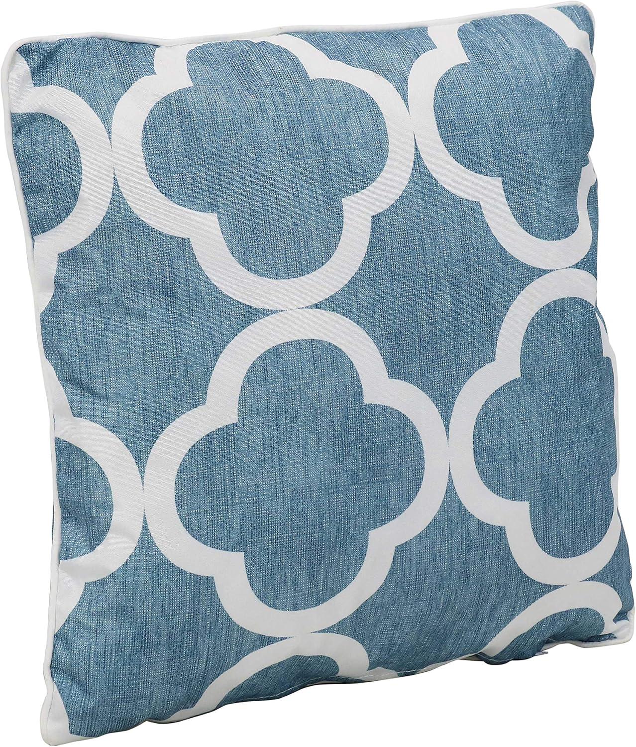 image:imageSunnydaze Set of 2 IndoorOutdoor Decorative Throw Pillows 16Inch Square Throw Pillows Pillow Set for Indoor or Outdoor Bench Chair or Loveseat Tan and White LatticeBlue and White Quatrefoil