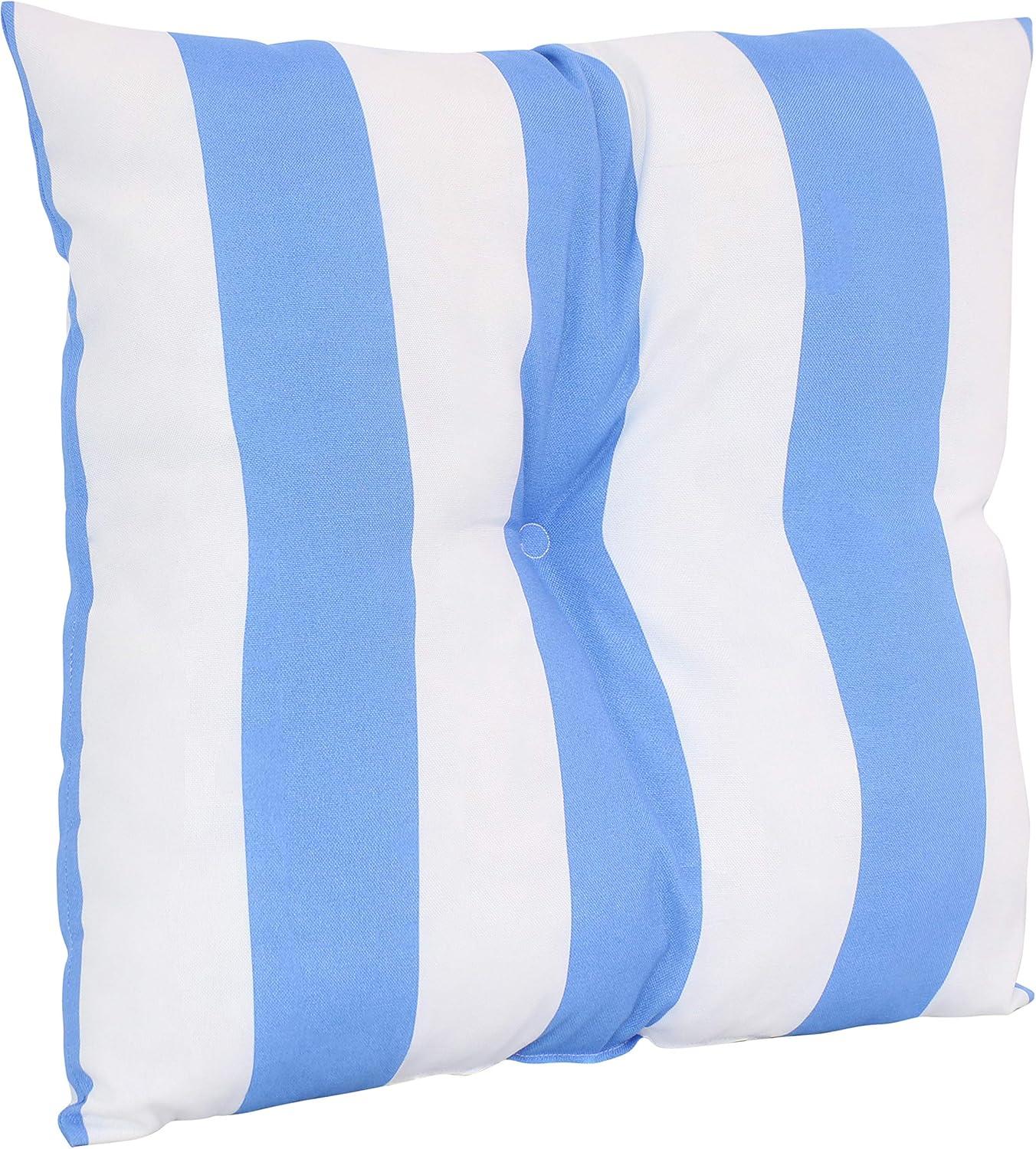 image:imageSunnydaze Tufted Indoor and Outdoor Decorative Throw Pillows 19Inch Square Patio Cushions Set of 2 WeatherResistant Polyester Chevron BlissBeachbound Stripe