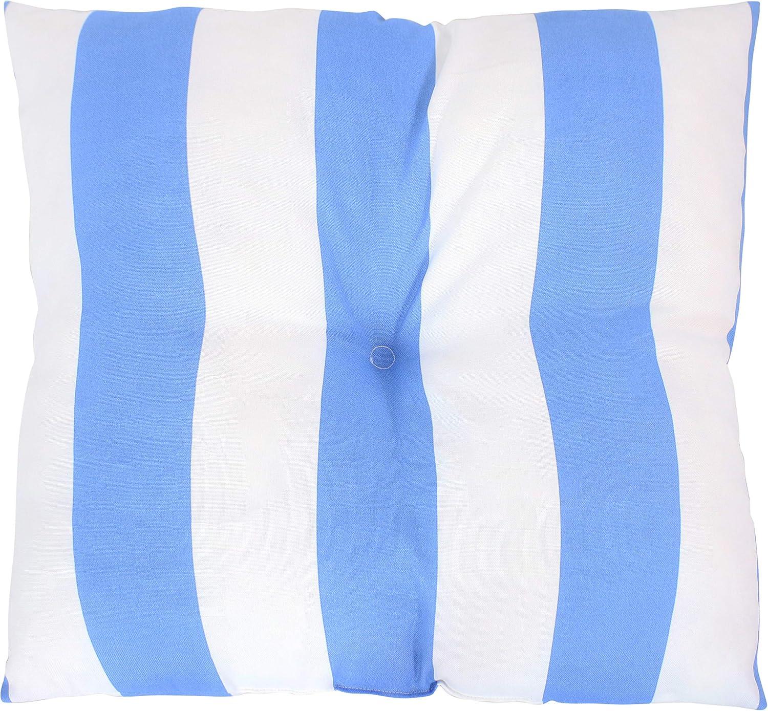 image:imageSunnydaze Tufted Indoor and Outdoor Decorative Throw Pillows 19Inch Square Patio Cushions Set of 2 WeatherResistant Polyester Chevron BlissBeachbound Stripe