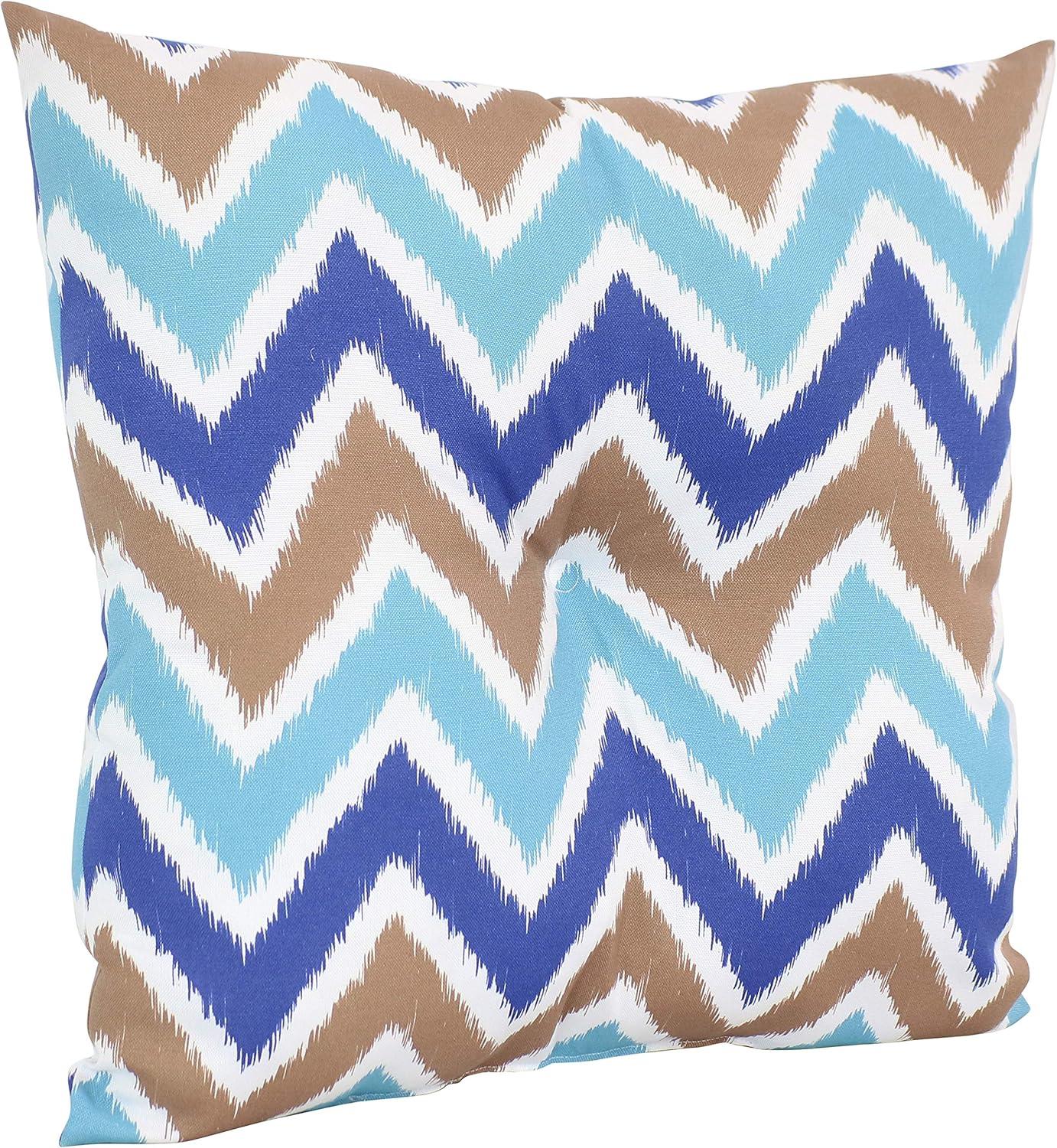 image:imageSunnydaze Tufted Indoor and Outdoor Decorative Throw Pillows 19Inch Square Patio Cushions Set of 2 WeatherResistant Polyester Chevron BlissChevron Bliss