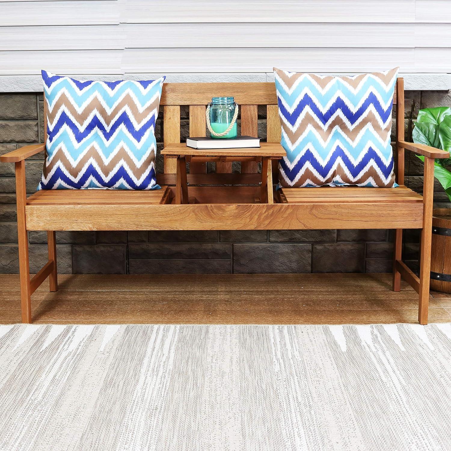 image:imageSunnydaze Tufted Indoor and Outdoor Decorative Throw Pillows 19Inch Square Patio Cushions Set of 2 WeatherResistant Polyester Chevron BlissChevron Bliss