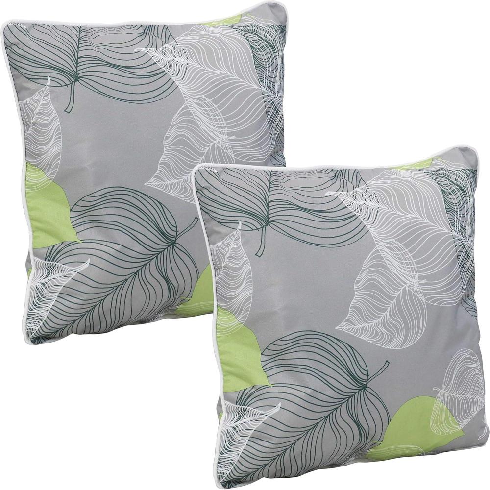 image:imageSunnydaze 16Inch Square Outdoor Decorative Throw Pillows  Set of 2  Blue and White QuatrefoilLush Foliage