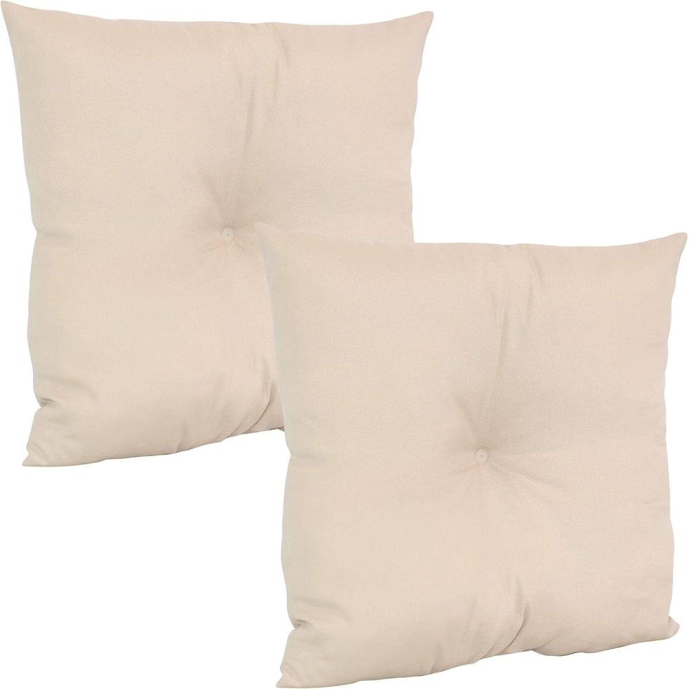 image:imageSunnydaze Tufted Indoor and Outdoor Decorative Throw Pillows 19Inch Square Patio Cushions Set of 2 WeatherResistant Polyester Chevron BlissBeige