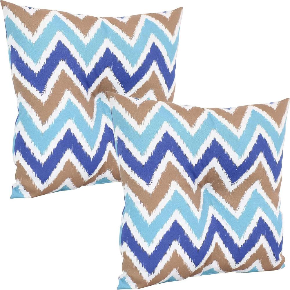 image:imageSunnydaze Tufted Indoor and Outdoor Decorative Throw Pillows  19Inch Square Patio Cushions Set of 2  WeatherResistant Polyester  Chevron BlissChevron Bliss