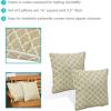 Sunnydaze 16-Inch Square Outdoor Decorative Throw Pillows – Set of 2 – Blue and White Quatrefoil(Tan and White Lattice)