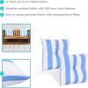 Sunnydaze Tufted Indoor and Outdoor Decorative Throw Pillows – 19-Inch Square Patio Cushions Set of 2 – Weather-Resistant Polyester – Chevron Bliss(Beach-bound Stripe)