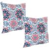 Sunnydaze 16-Inch Square Outdoor Decorative Throw Pillows – Set of 2 – Blue and White Quatrefoil(Blue and Red Floral)