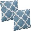 Sunnydaze 16-Inch Square Outdoor Decorative Throw Pillows – Set of 2 – Blue and White Quatrefoil(Blue and White Quatrefoil)