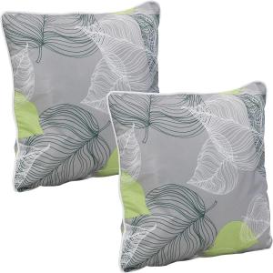 Sunnydaze 16-Inch Square Outdoor Decorative Throw Pillows – Set of 2 – Blue and White Quatrefoil(Lush Foliage)