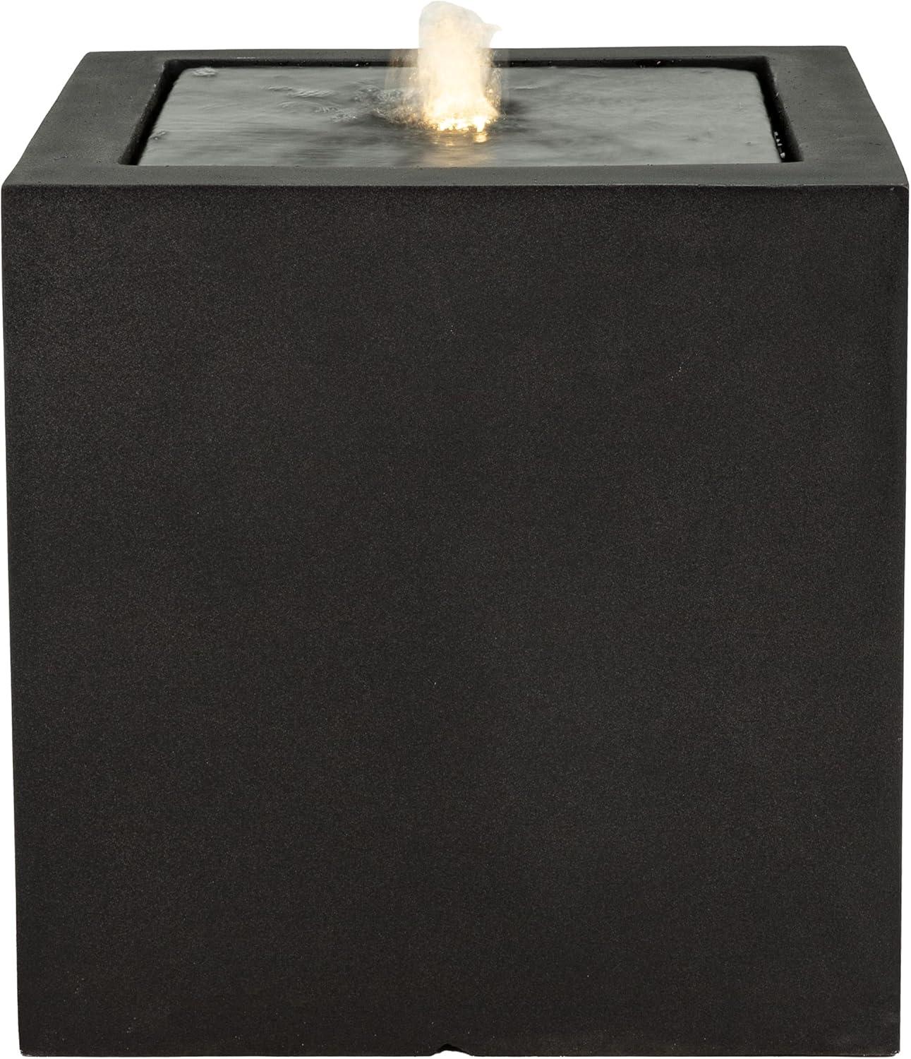 image:imageSunnydaze Outdoor Water Fountain with LED Light Modern Square Bubbler Water Feature with Pump 175 H for Patio Garden Deck Relaxation and Stress Relief BlackBlack
