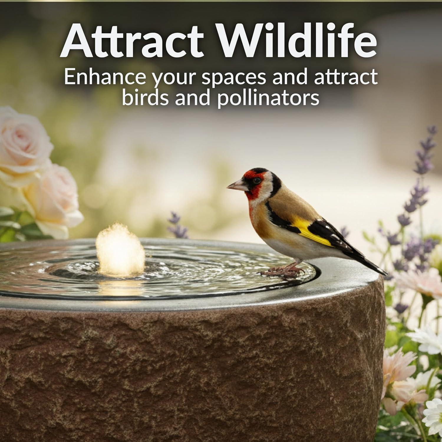 image:imageSunnydaze Outdoor Water Fountain with LED Light Polystone Round Bowl Bubbler Water Feature with Pump 95 H for Patio Garden Deck Relaxation and Stress Relief GrayBrown