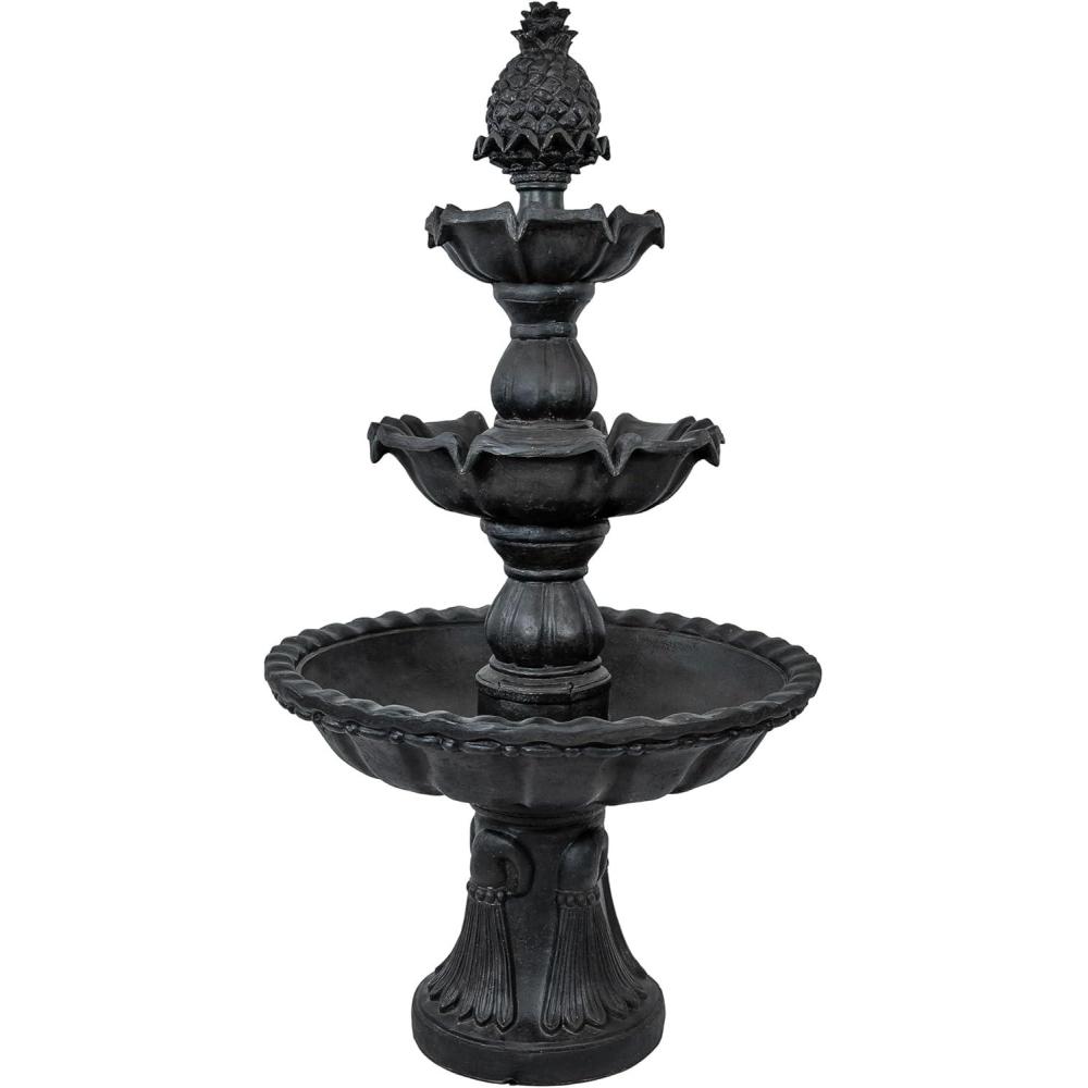 image:imageSunnydaze 57 H Welcome 3Tier Water Fountain  Large Electric Water Fountain with Pineapple Topper for Garden Patio or Yard  Deep EspressoDeep Espresso