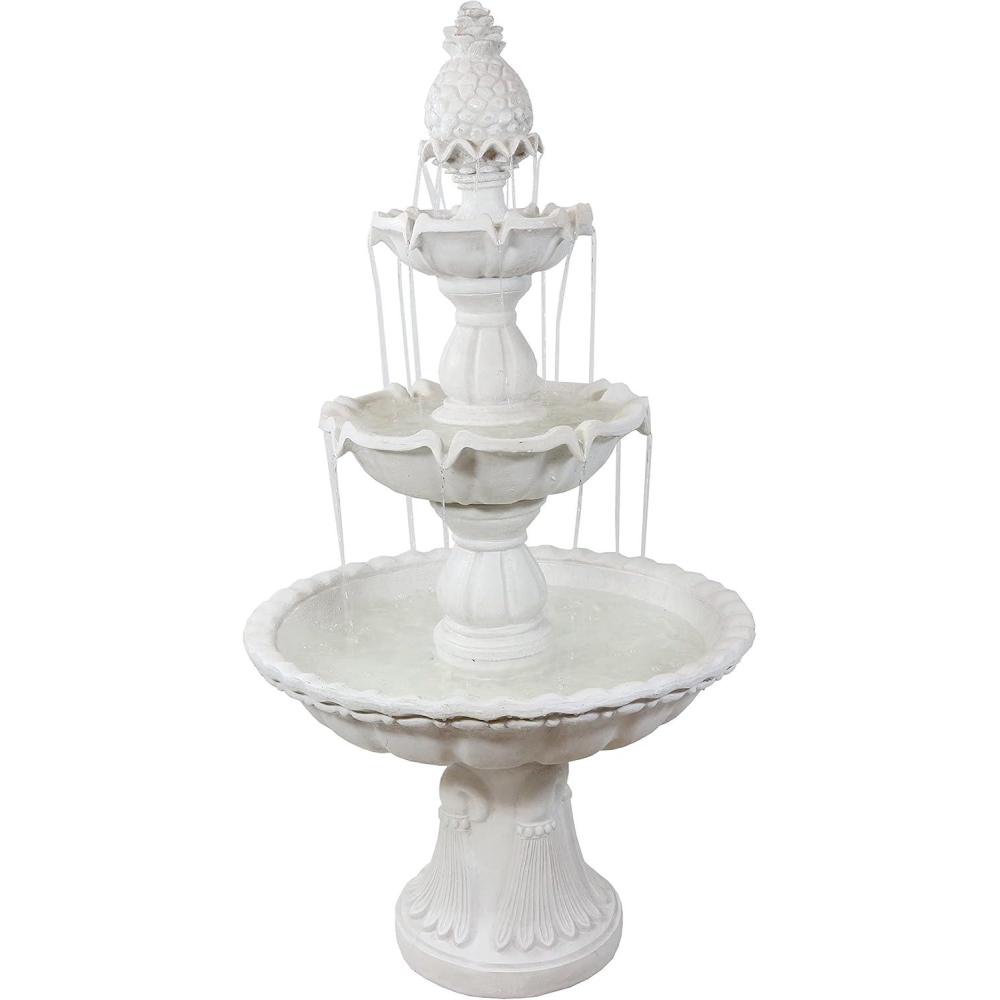 image:imageSunnydaze 57 H Welcome 3Tier Water Fountain  Large Electric Water Fountain with Pineapple Topper for Garden Patio or Yard  Deep EspressoWhite
