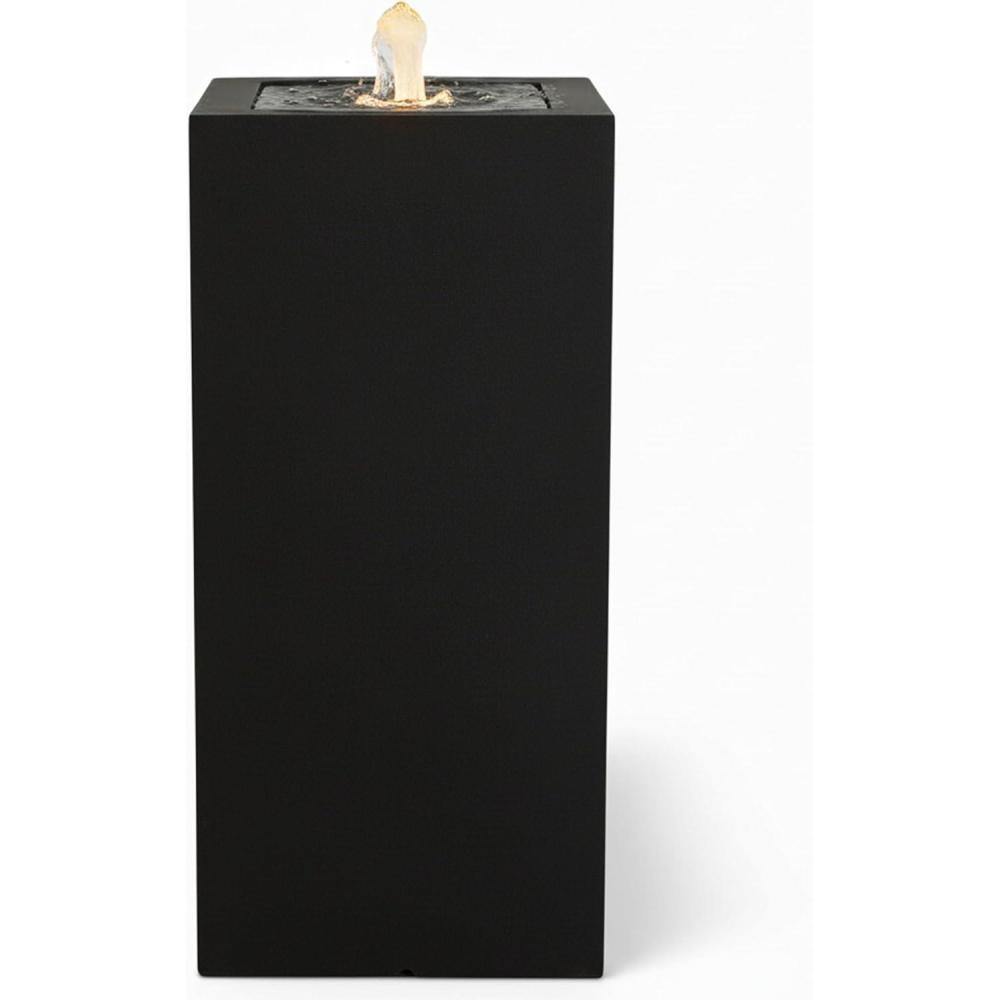 image:imageSunnydaze Outdoor Water Fountain with LED Light Modern Square Bubbler Water Feature with Pump 175 H for Patio Garden Deck Relaxation and Stress Relief BlackBlack