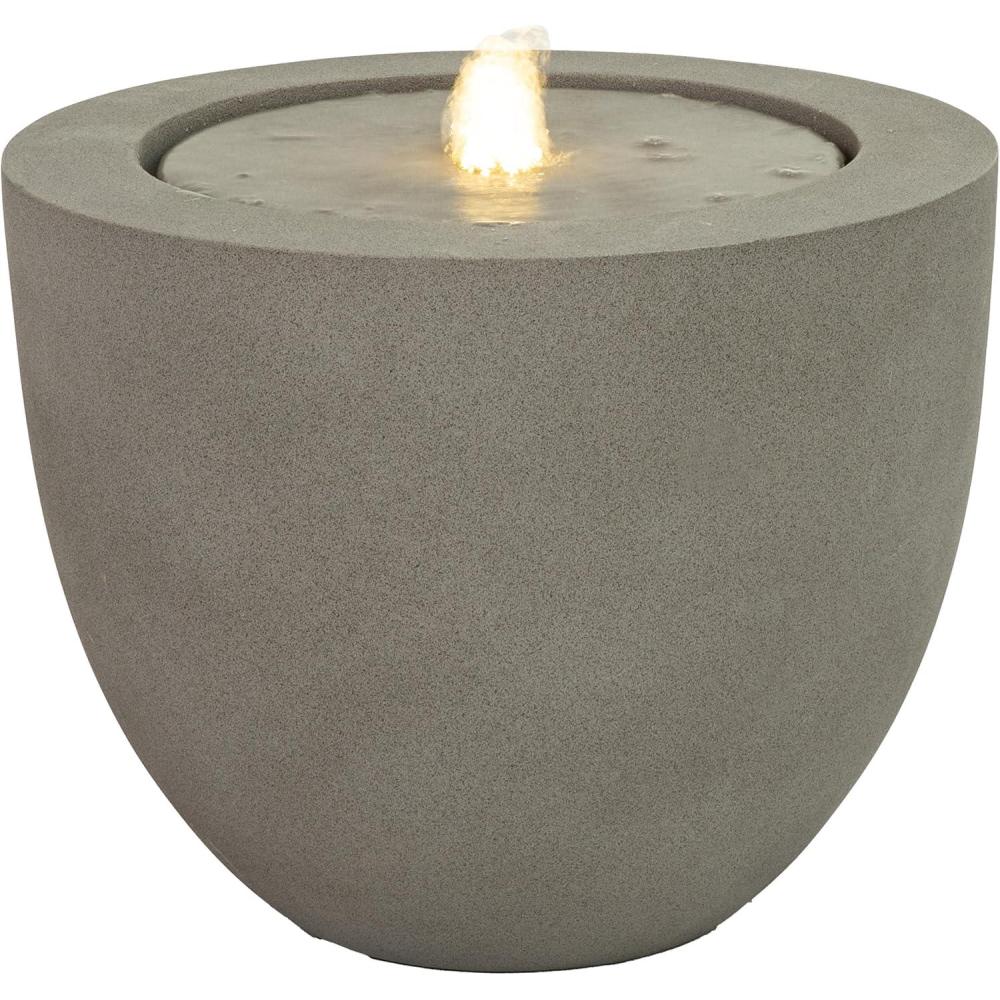 image:imageSunnydaze Outdoor Water Fountain with LED Light  Polystone Oval Bowl Bubbler Water Feature with Pump  12 H  for Patio Garden Deck Relaxation and Stress Relief  BlackGray