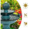 Sunnydaze 27″ H 2-Tier Ceramic Water Fountain – Outdoor Water Feature for Patio, Yard, Balcony – Garden Fountain – White(Blue)