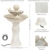 Sunnydaze 27″ H 2-Tier Ceramic Water Fountain – Outdoor Water Feature for Patio, Yard, Balcony – Garden Fountain – White(White)