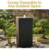 Sunnydaze Outdoor Water Fountain with LED Light – Modern Square Bubbler Water Feature with Pump – 17.5″ H – for Patio, Garden, Deck, Relaxation and Stress Relief – Black(Black)